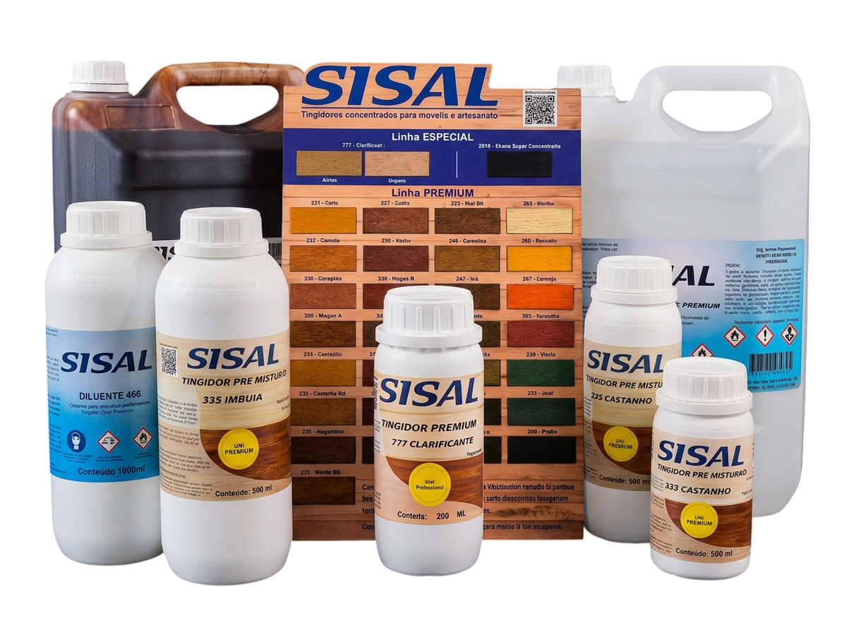 Linha completa de tingidores concentrados e diluentes Sisal com cartela de cores
